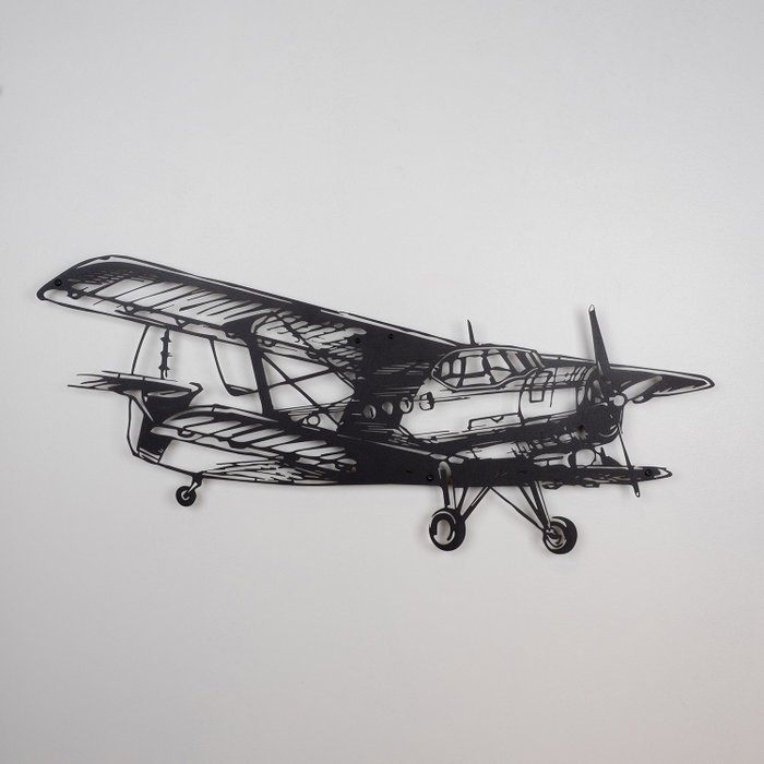 Wallity Airplane - APT322MS Escultura de Pared de Metal Negra
